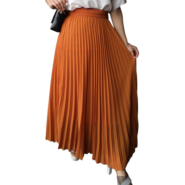 Maxi Falda Plisada Terracota