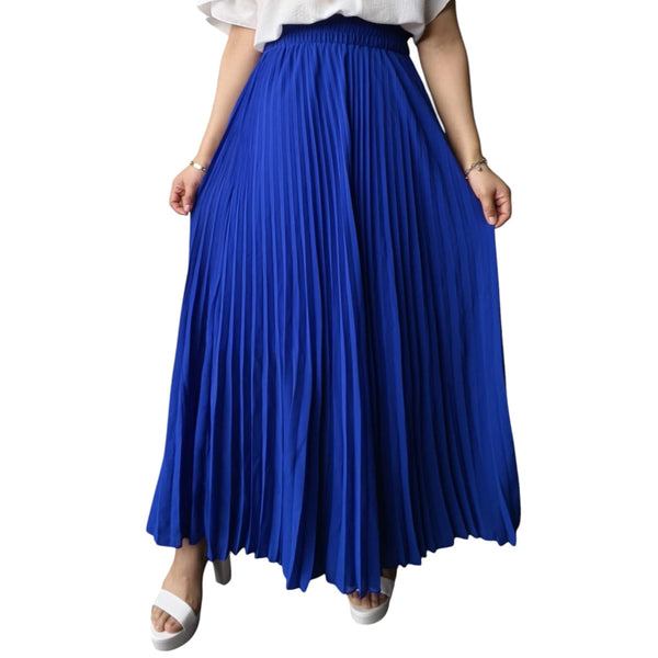 Maxi Falda Plisada Azul Rey