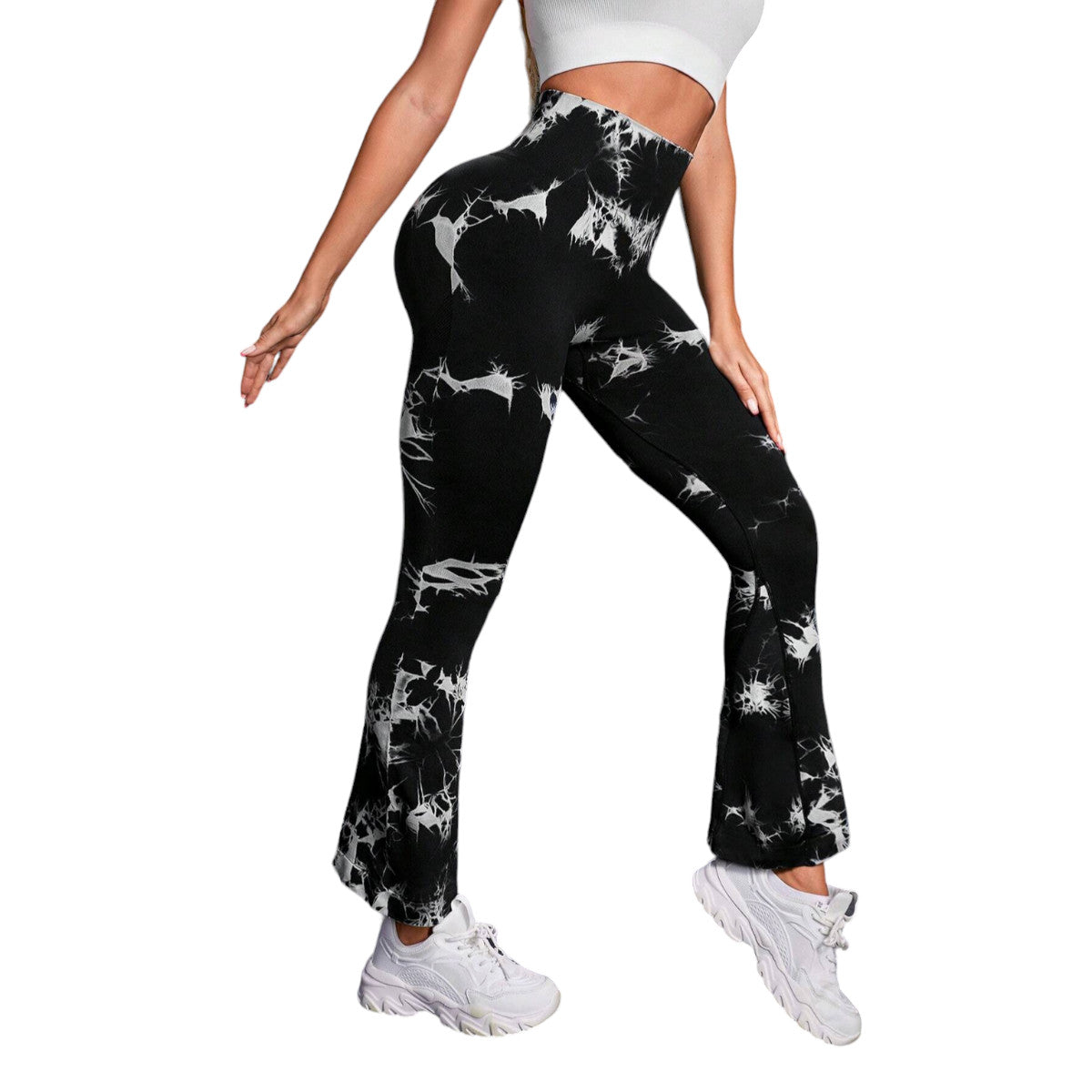 Leggings Flare Push Up Deportiva Negro