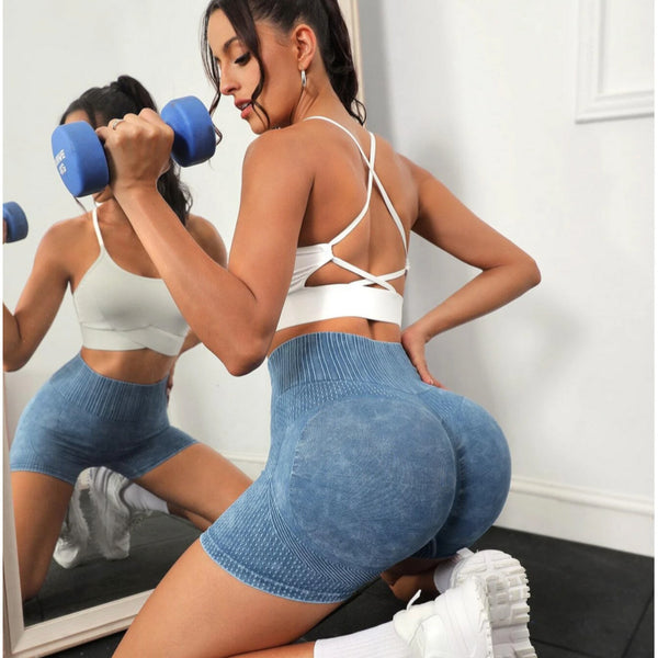 Short corto deportivo Yoga ciclismo Fitness gimnasio Azul