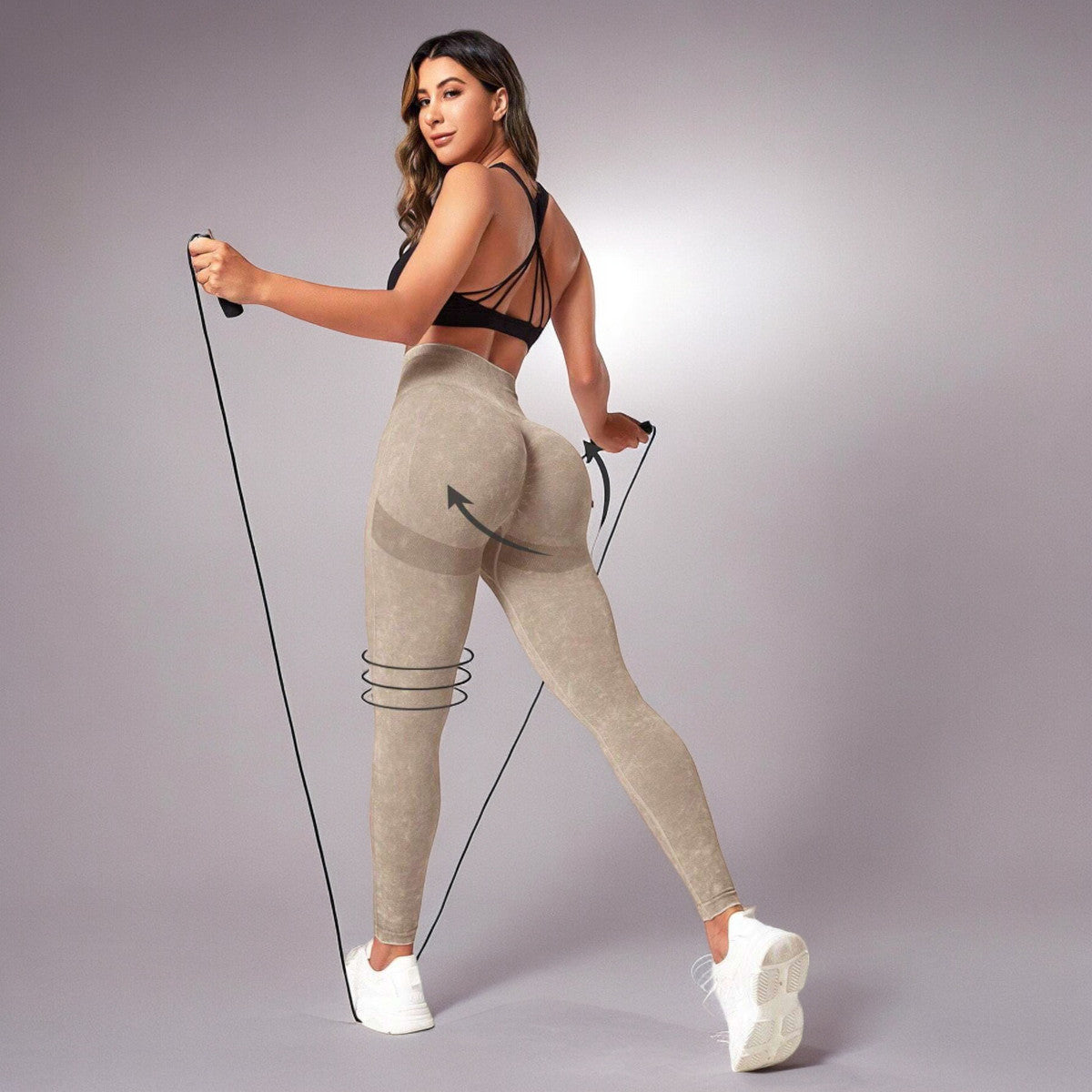 Calza Deportiva Push Up Prelavado Caramelo