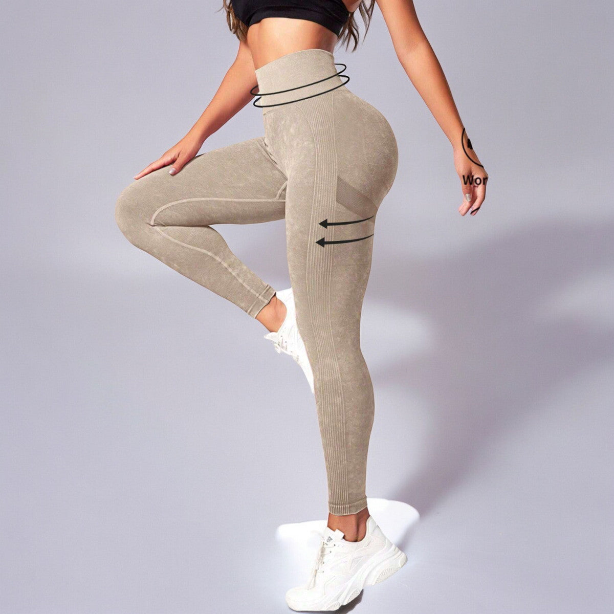 Calza Deportiva Push Up Prelavado Caramelo