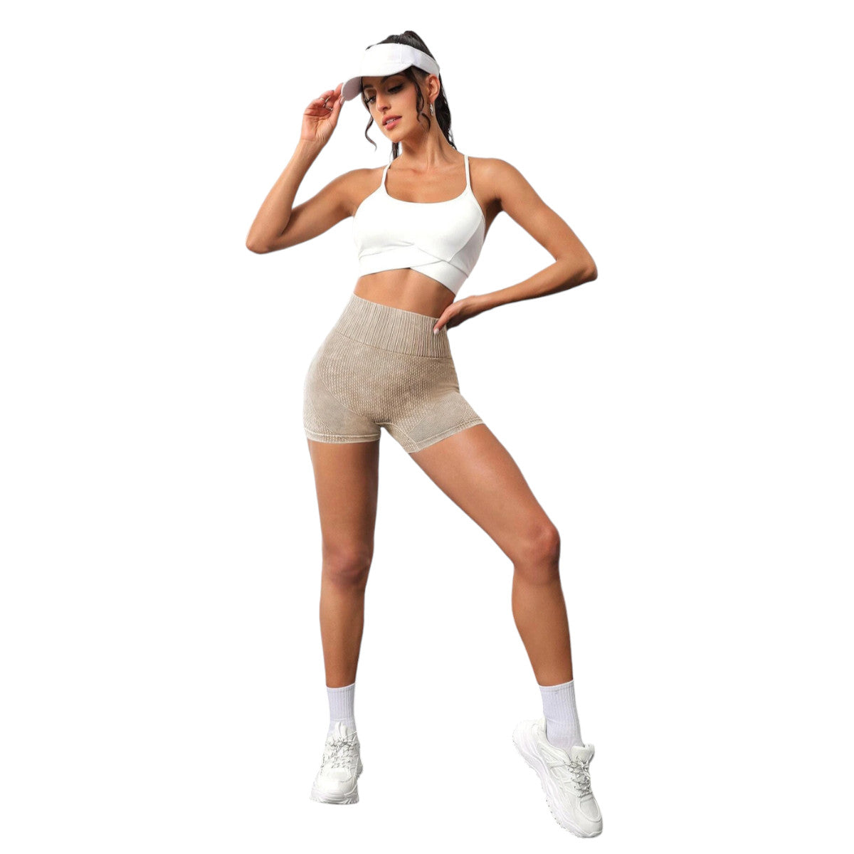Short corto deportivo Yoga ciclismo Fitness gimnasio Caqui