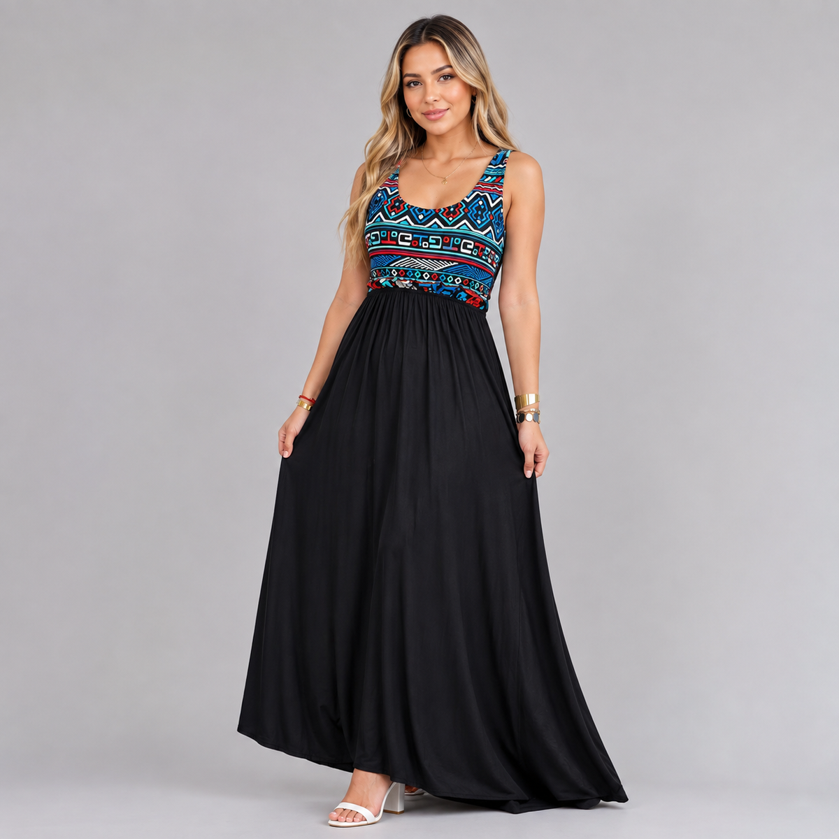 Vestido Largo Etniko Negro