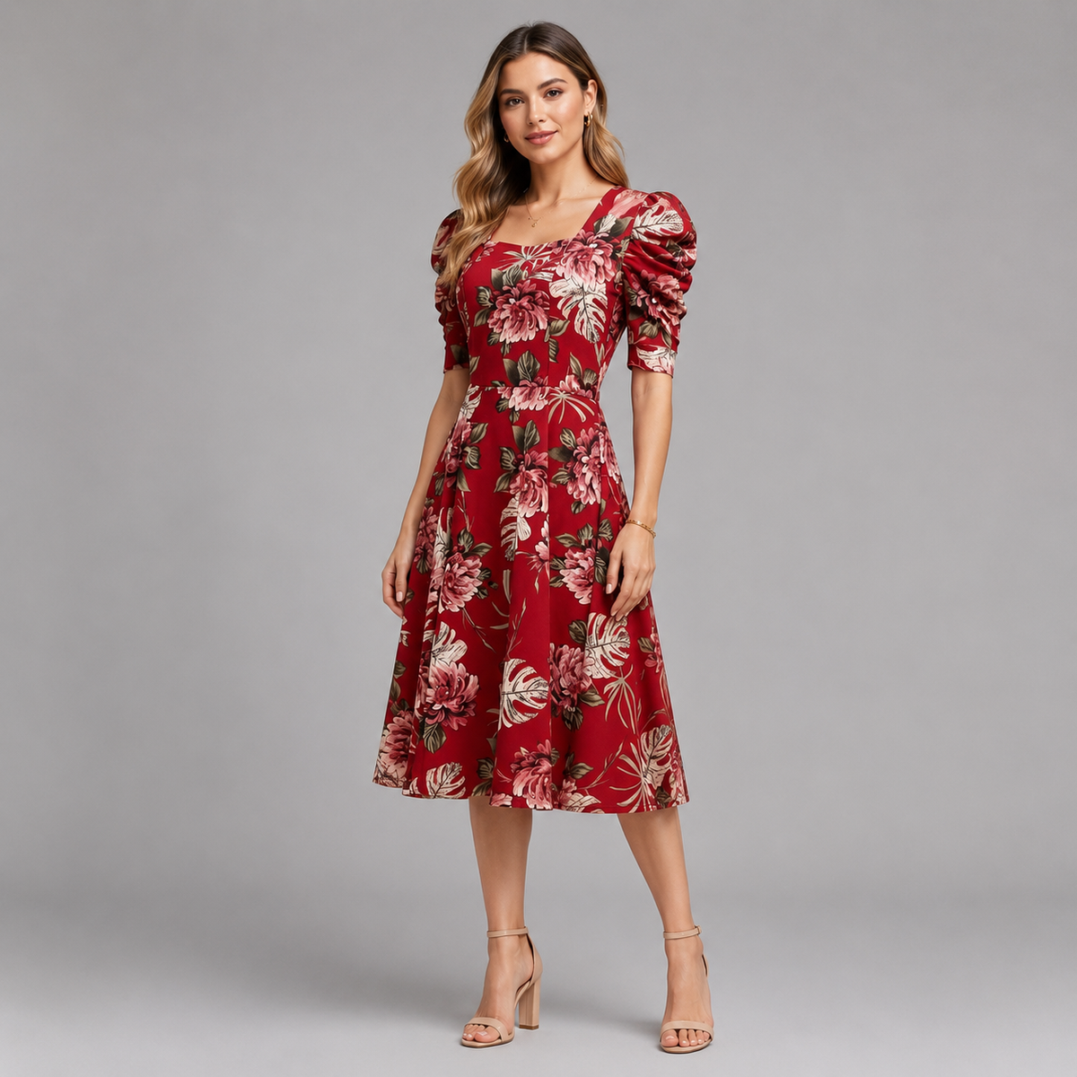 Vestido Midi Manga Princesa Maria