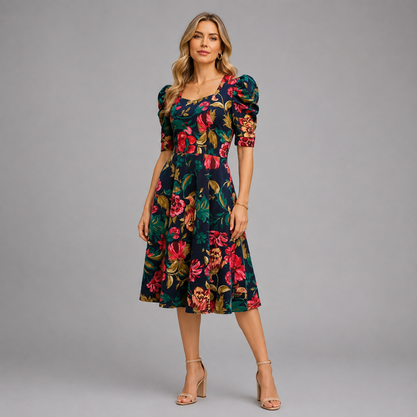 Vestido Midi Manga Princesa Debora