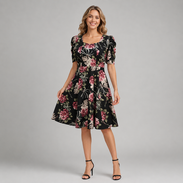 Vestido Midi Manga Princesa floral