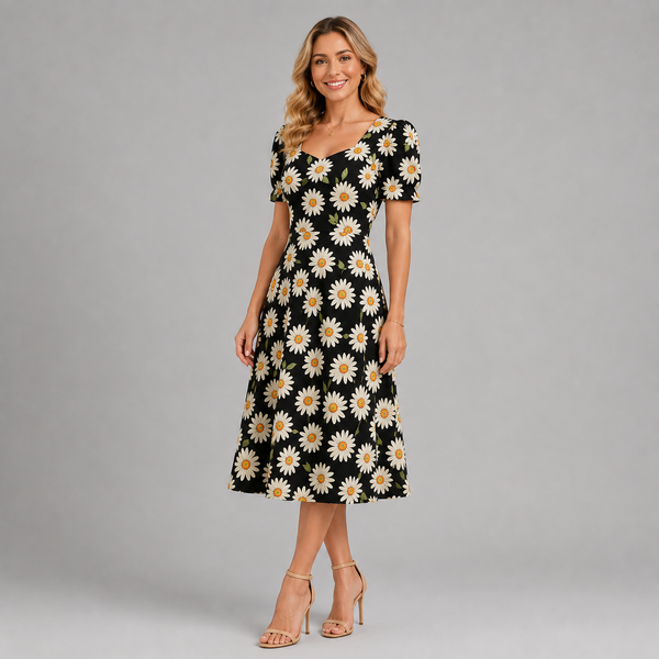 Vestido Midi Manga Princesa Margarita