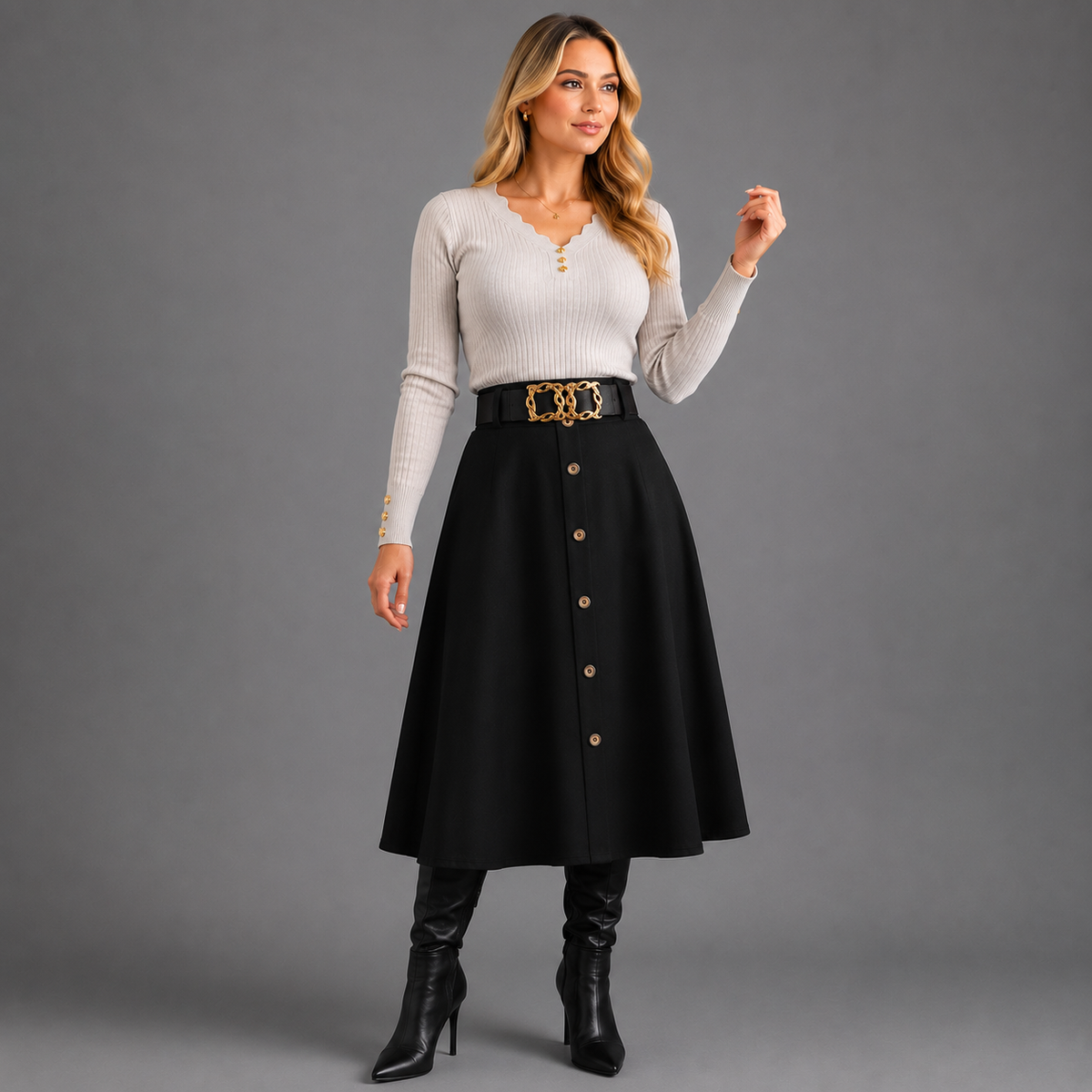 FALDA GAMUZA MIDI
