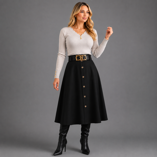 FALDA GAMUZA MIDI