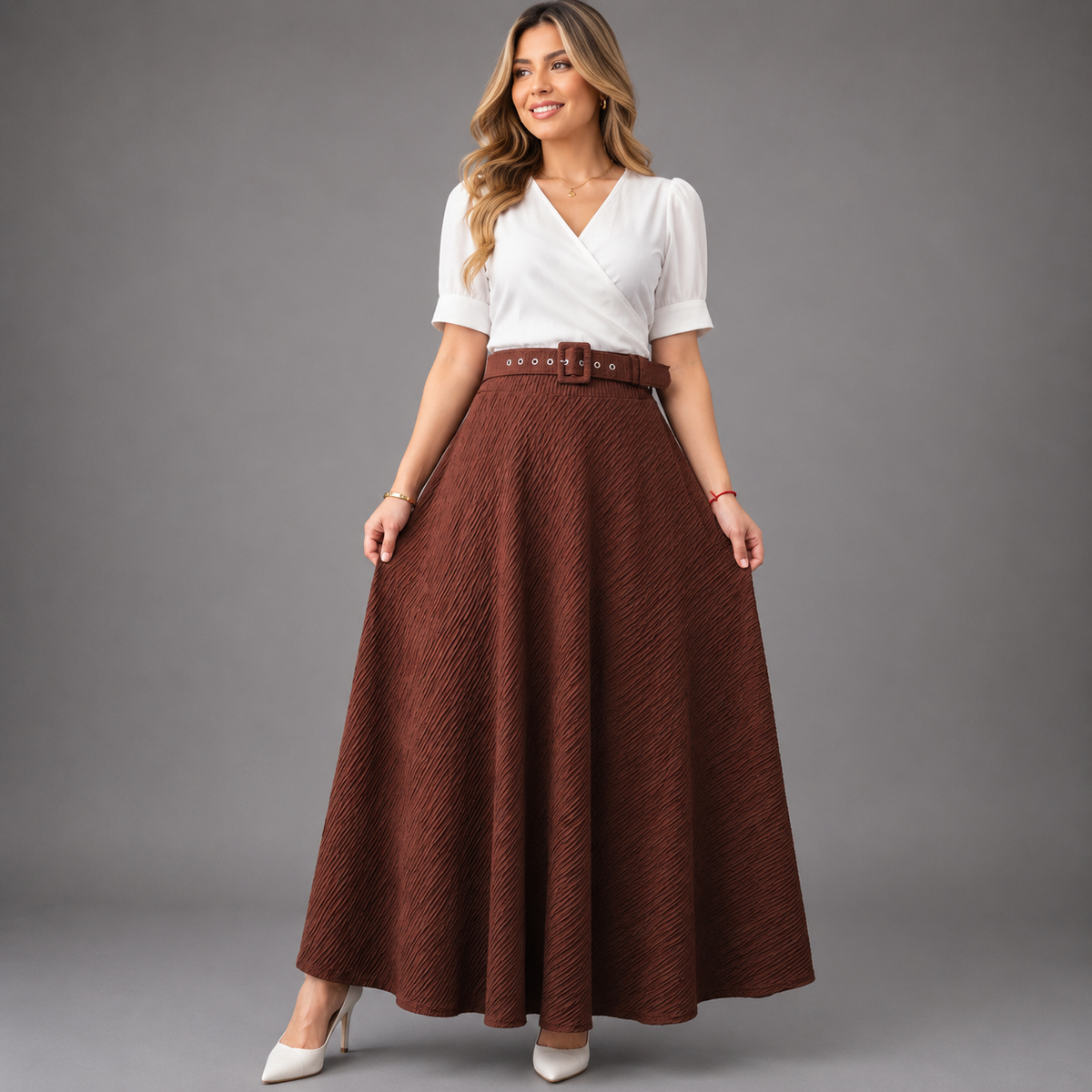 Maxi Falda Crep con Correa