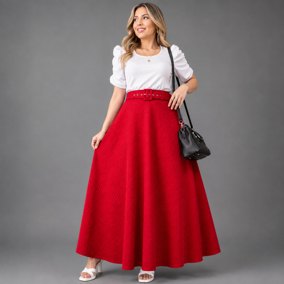 Maxi Falda Crep con Correa