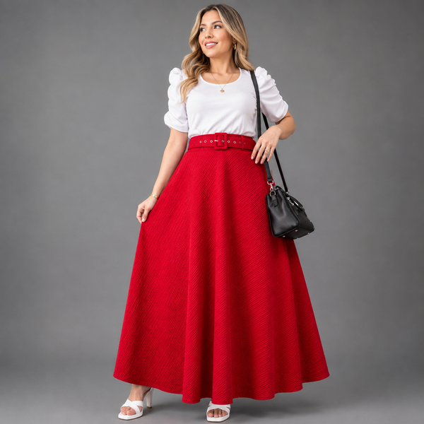 Maxi Falda Crep con Correa