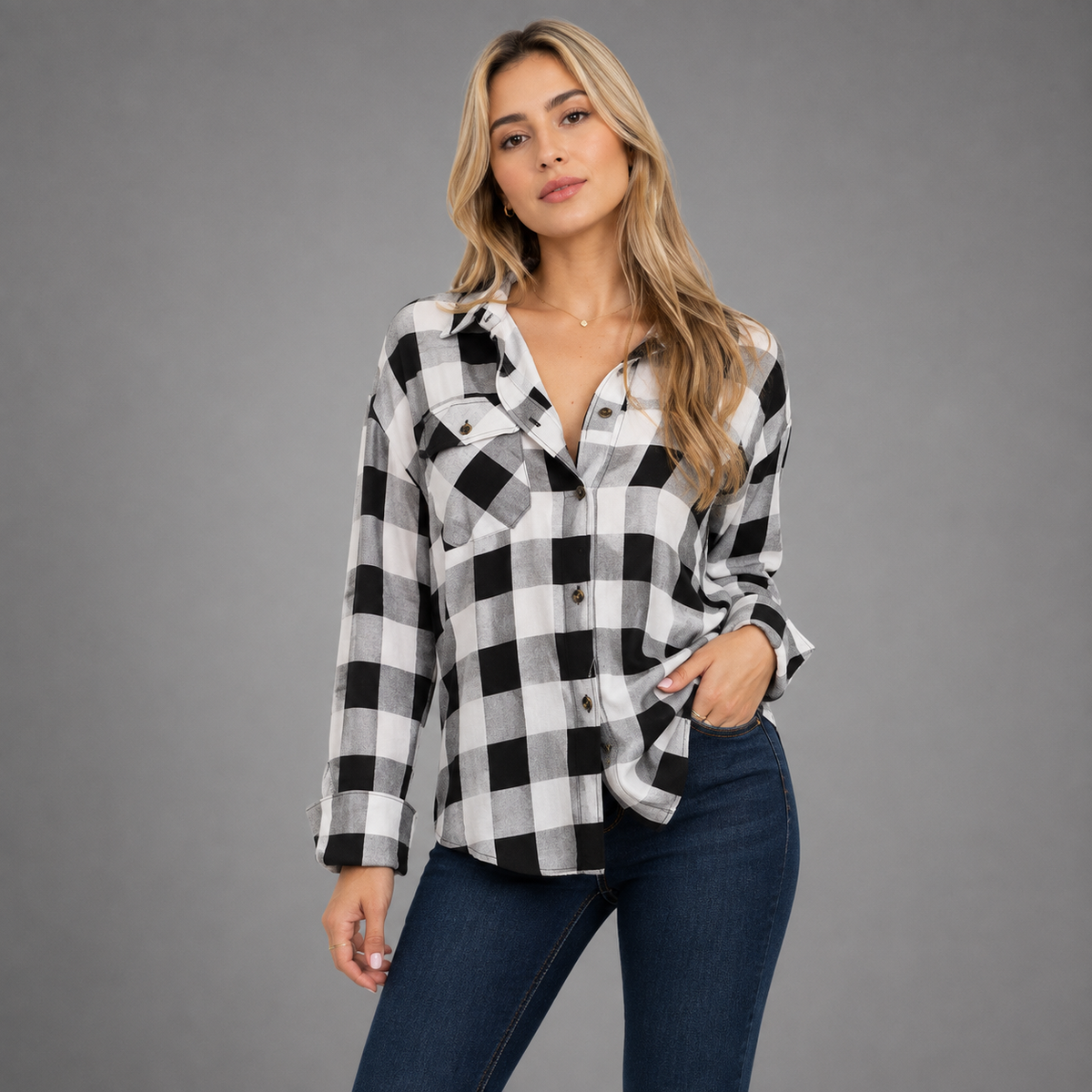 Camisa De Manga Larga Cuadros