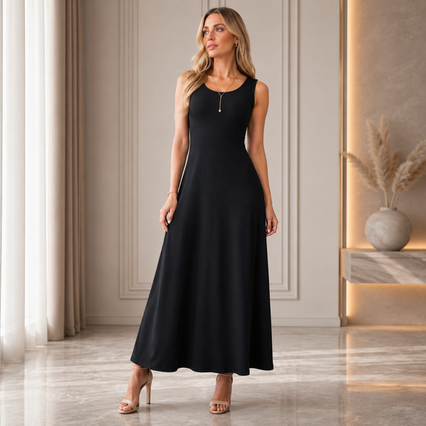 Maxi Vestido Largo Asia Negro