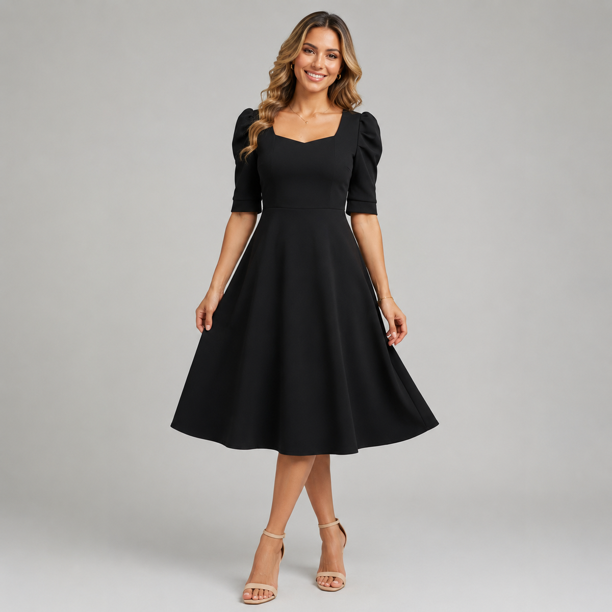 Vestido Midi Manga Princesa