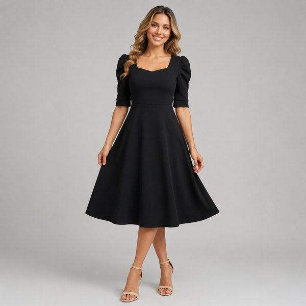 Vestido Midi Manga Princesa