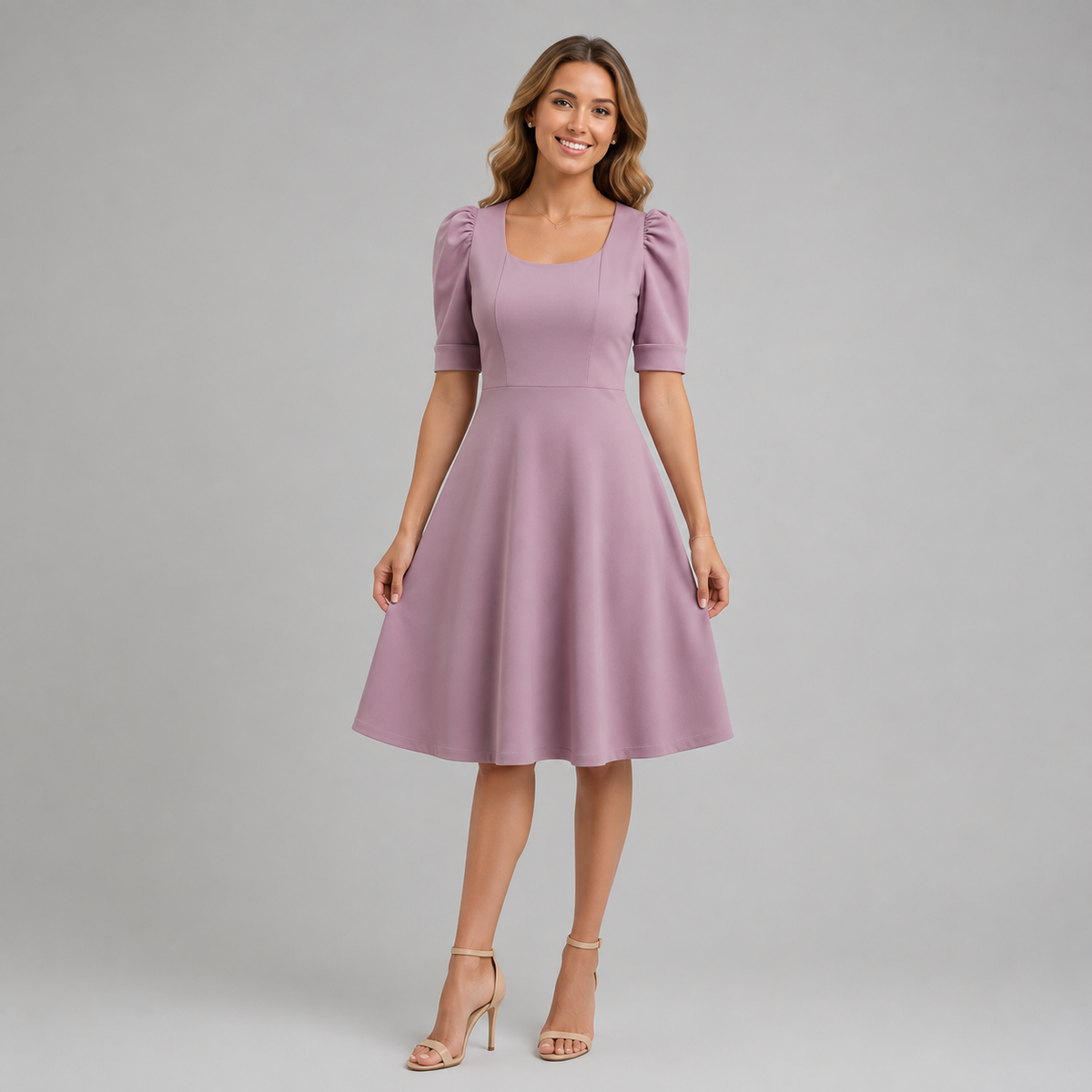 Vestido Midi Manga Princesa