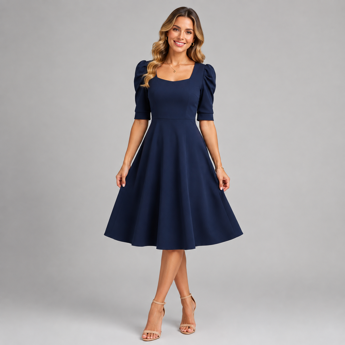 Vestido Midi Manga Princesa