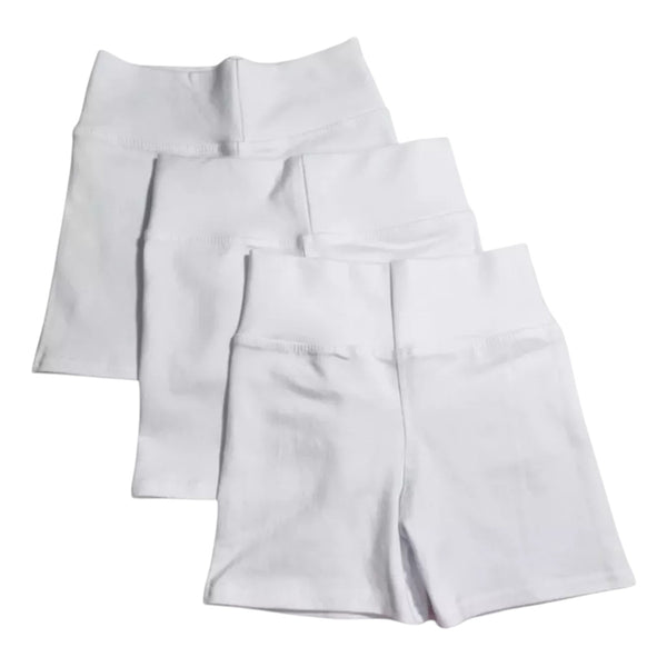 Pack 3 Short Corto de Algodón Blanco
