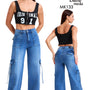 Jeans Mujer Cargo Palazzo